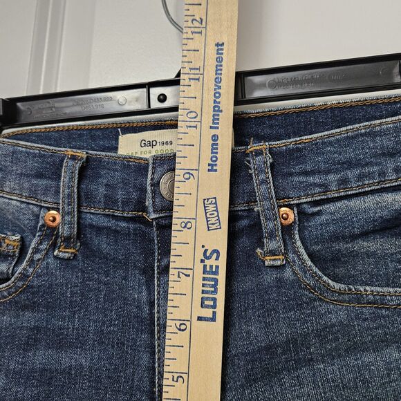 Gap 1969 True Skinny Jeans Womens 28R (30x27.5) Blue Mid-Rise Distressed Stretch - Picture 6 of 9